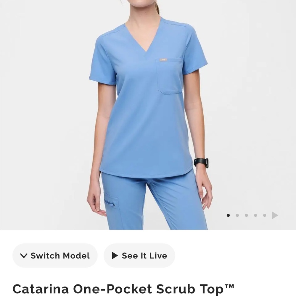 Catarina One-Pocket Scrub Top - Blue